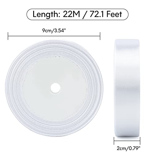 G2PLUS White Satin Ribbons 20mm: Gift Wrap Ribbon, 44M Ribbons for Gift Wrapping - Wedding Car, Christmas Craft - 2 Roll x 22M - Image 2