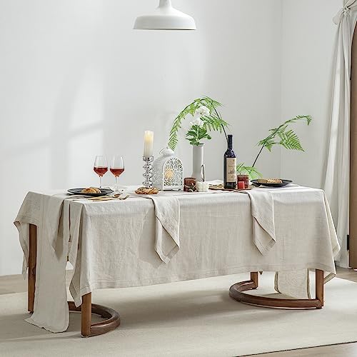 Everly Linen Hemstitch Table Cloth, 100% Stonewashed French Linen Tablecloths For 6-Foot Rectangle Tables 60X108 Inches, Washable Thanksgiving Tablecloths, Decorative Halloween Table Cloth #TOP1