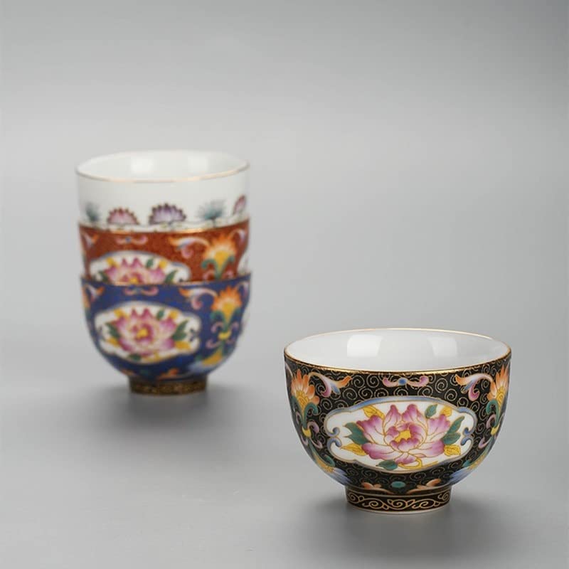 LIUXIN Handgemaakte Keramische Theekop Chinese Retro Koninklijke Stijl Blauw en Wit Porselein Kleur Emaille Noble Kung Fu Theekopje Kom