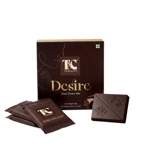 Image of TAC Delights Desire Dark Chocolate for Couples | Premium Chocolate Bar for Intimate Moments | Helps Improve Mood & Connection for Men & Women | Couples Chocolate Gift Pack (1 Box)