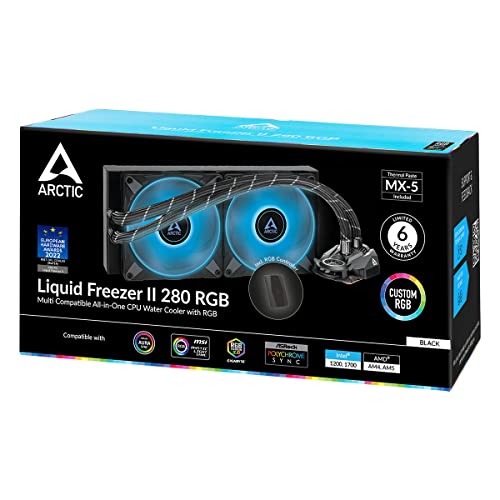 Image of ARCTIC Liquid Freezer II 280 RGB (incl. Controller) - Multi-Compatible All-in-one CPU AIO Water Cooler with RGB, efficient PWM-Controlled Pump, Fan Speed: 200-1900 RPM, LGA1700 Compatible - Black