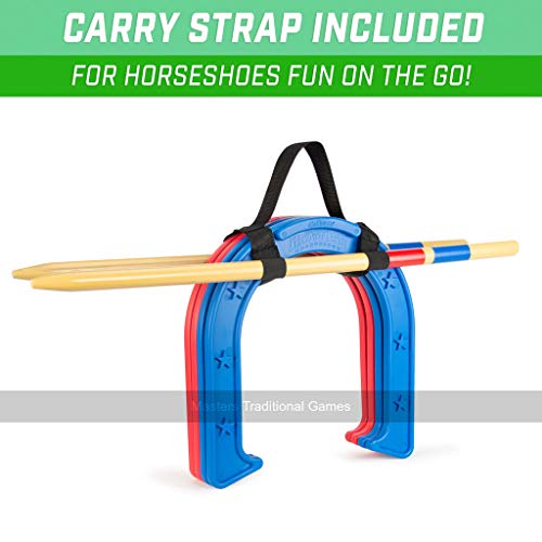 Image of GoSports Giant Horseshoes Set - Made from Durable Plastic with Wooden Stakes