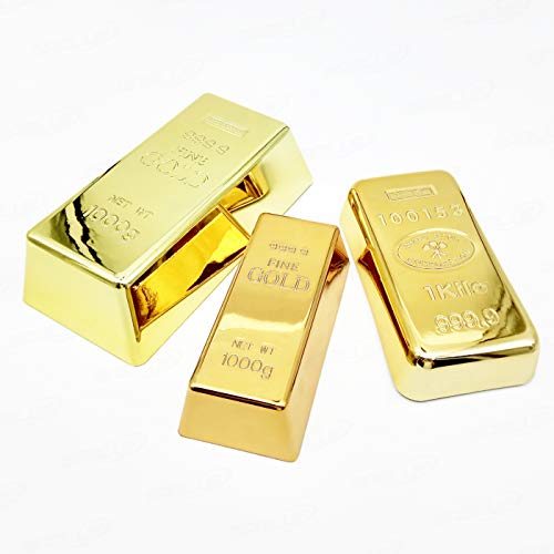 Sablue Replica Gold Bar Fake Brick Bullion Plastic Business Card Case Holders Box Storage Novelty Gift Joke Decorative Prop Movie Prop Stage Pirate Party Favors Supplies Treasure Hunt Game Bullion(L) #TOP6