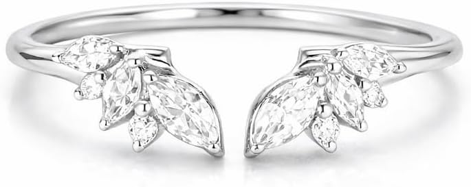 Delicate Moissanite Wedding Band Open ring vintage petal engagement ring Unique Stacking matching curved wedding band bridal ring