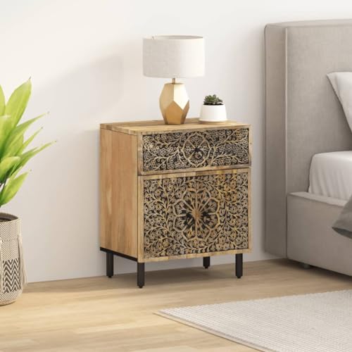 CFODOJ Mesitas de noche - Mesitas de noche - Mesitas de noche - Mesita de noche - 50 x 33 x 60 cm - Madera maciza mango
