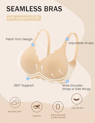 Avidlove Seamless Bras for Women Comfort Wireless Bras Full Coverage Push Up Bralette Smooth Everyday Bra Regular and Plus4