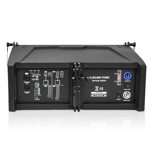 Image of Sound Town ZETHUS Series Dual 6.5 inch Powered Line Array Speaker with Class-D Amplifier, DSP, for Lounge, Club, Bar, Theater, Restaurant, Church, Black(ZETHUS-A26PW)