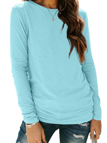 Image of AUTOMET Women's Long Sleeve Crewneck Shirts Casual Basic Tops