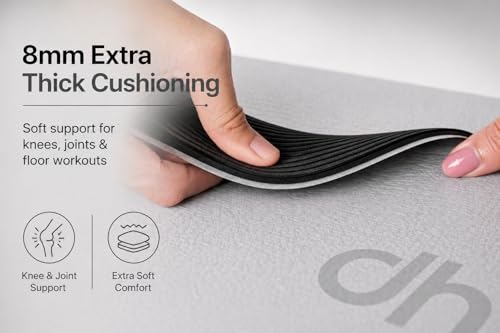 Image of 8mm Yoga Mat for Men & Women | TPE Non Slip Exercise Mat for Home Workout, Yoga & Fitness | Extra Thick Cushion Support for Knees & Joints | Lightweight with Carry Strap