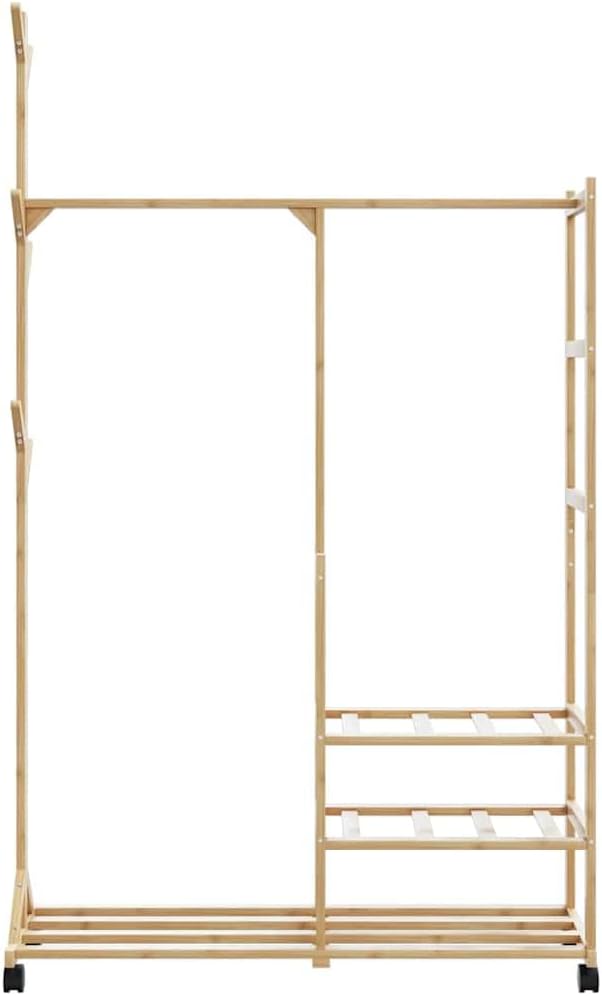 vidaXL Clothes Rack Natural Bamboo Bamboo 39.4 x 15.0 x 69.1 in Rollable