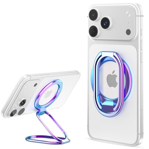 Image of SUPERONE [2025 Upgraded] Mag Safe Phone Ring Holder, Adjustable Magnetic Kickstand & Removable Phone Grip Compatible with Wireless Charging Only for iPhone 17 & 16 & 15 & 14 & 13 Series (Colorful)