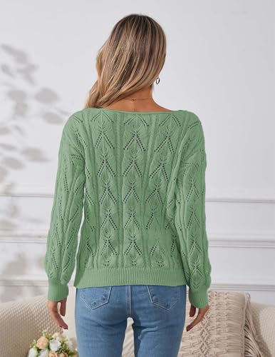 Image of Libsorge Womens Cute Sexy Off The Shoulder Crochet Knit Sweater Fall Winter 2025 Trendy Lightweight Boat Neck Pullover Top
