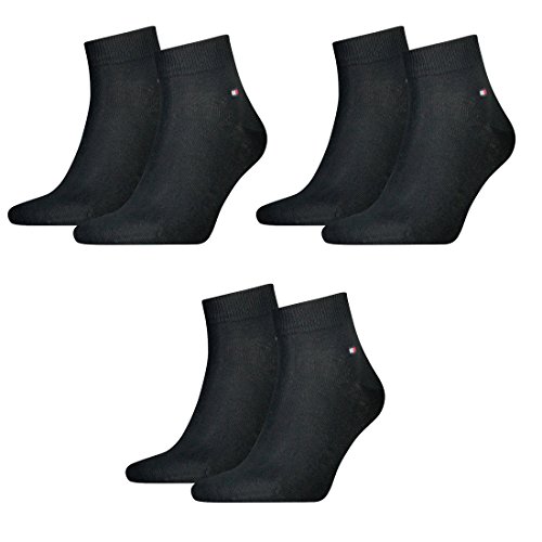 Tommy Hilfiger Herren Quarter Socken Business Sneaker Socken 6 Paar, Farbe:200 - black, Socken & Strümpfe:39-42