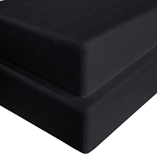 Image of FLXXIE 2 Pack Microfiber Fitted Crib Sheets, Super Soft and Cozy Toddler Fitted Sheets for Standard Crib and Toddler Mattresses, 28x52, Black