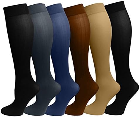 6 Pairs Pack Women Stretchy Spandex Trouser Socks Opaque Knee High