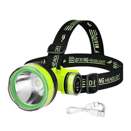 Linterna frontal de buceo, linterna frontal LED recargable, linterna impermeable IPX8, manos...