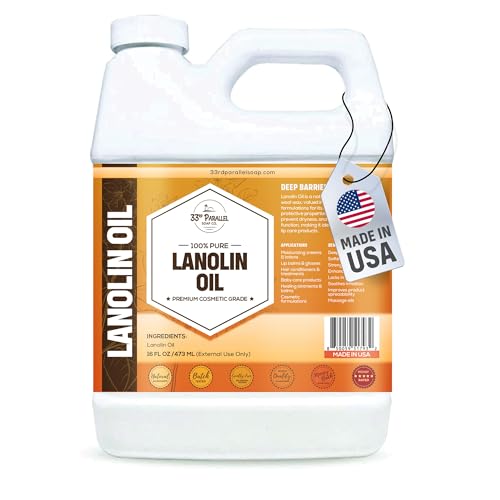 Lanolin Oil (16oz) | Cold Pressed Unrefined | Deep Moisturizer for Skin Lips & Hair | Softens Protects & Restores Dry or Cracked Skin | Natural Emollient for Creams Balms & Conditioners | 16 OUNCES