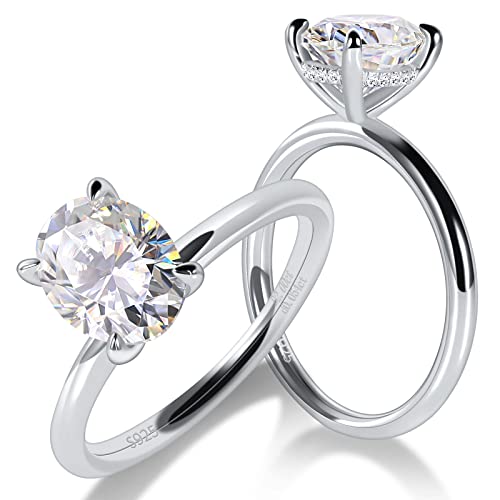Ladylike S925 Oval Moissanite Engagement Ring for Women with Hidden Halo by Ladylike - Used condition - US$71.99