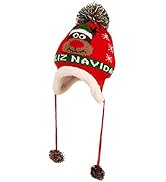 YRDQNCraft Santa Hat for Kids Christmas Hat Earflaps Hat Winter Knit Beanie Hat for Christmas Par...