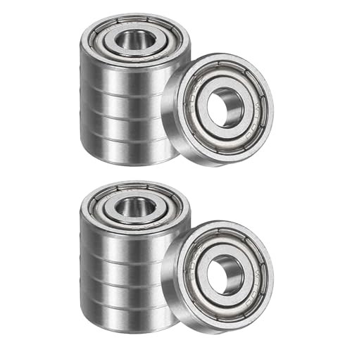 uxcell 10 Pack 604ZZ Deep Groove Ball Bearings, 4x12x4mm Chrome Steel Double Shield Bearing for Electric Motor, Home Appliances, Garden Machinery, (ABEC5)