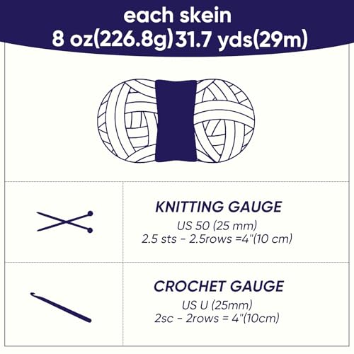 Image of 8 Jumbo Packs Chunky Chenille Yarn for Crocheting, 31.7 yds, 8 oz Each Skein Bulky Thick Fluffy Yarn for Knitting, Super Bulky Chunky Yarn for Hand Knitting Blanket, Soft Plush - Navy Blue