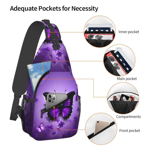Mochila bandolera negra con estampado de mariposas miniatura 4