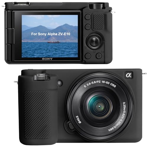 Funda de silicona para cámara Sony Alpha ZV-E10 negra miniatura 1
