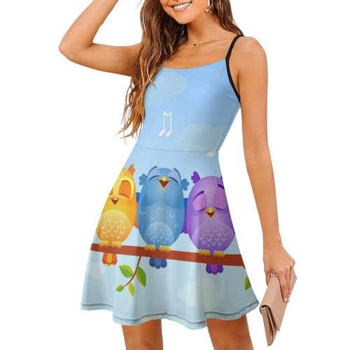 Robe d'été légère contre la chaleur : la jupe courte sans manches Oiseau Chanteur