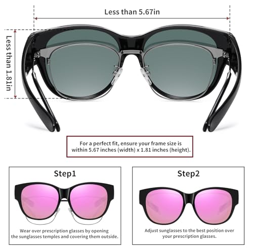 Image of HAOLOTA Fit Over Glasses Sunglasses for Women Polarized | Over Glasses Sun Glasses, UV400 Polarized Lens, Trendy Cat Eye Sunglasses, Lightweight and Flexible, Driving, Daily Use