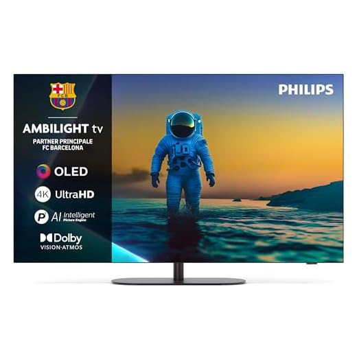 Philips Ambilight 55OLED820 4K OLED Smart TV - Display 55’’ con processore P5 AI Perfect Picture Ultra HD, Google TV, Dolby Vision e Atmos Sound - Funziona con Alexa e Google