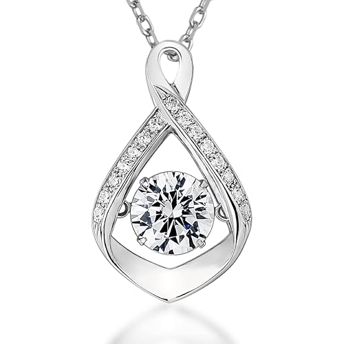 ARINZA 1 Carat Moissanite Necklace for Women, Infinity Dancing Diamond Pendant, 925 Sterling Silver, 18+2 Inch Chain, Jewelry Gift for Her, Wife Mom, Anniversary, Birthday, Lady outfit