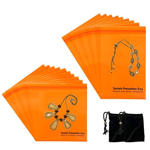 A-ONE Tarnish Prevention VCI Bags with Zipper, Oxidation Prevention Zip Lock Storage Bags, 4" X 6" (10 PCS), 6" X 6" (10 PCS) + Velvet Bags (Without Tarnish Prevention Function) 2 PCS