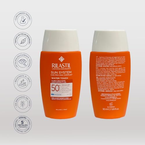 Miniatura 3 de Rilastil Sun System Fotoprotector Water Touch SPF50+, Protector Solar Facial Ligero de Base Acuosa, Resistente al Agua - 50 ml