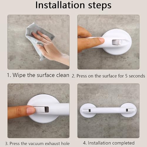 Barra de agarre con ventosa para baño, mango de seguridad para ducha con agarre antideslizante, fácil instalación para bañera, cocina, dormitorio y escalones