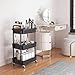 Wuciray Beauty Trolley on Wheels 3 Tier Storage Trolley with Drawer Plastic Beauty Trolleys Rolling Utility Cart for Home Kitchen Bathroom Laundry Office Black Storage Trolleys on Wheels Utility Cart