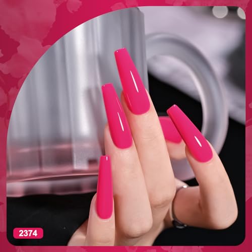 Image of GAOY Red Hot Pink Gel Nail Polish Set, 6 Colors Neon Soak Off UV Light Cure Gel Polish Kit for Salon and Nail Art DIY at Home
