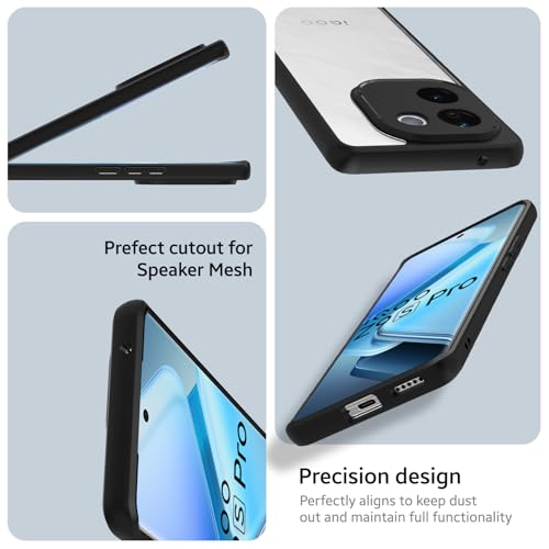 Image of KAPAVER Hybrid Back Cover Case Compatible with iQOO Z9s Pro /Vivo T3 Pro 5G (PC+TPU) (Black)