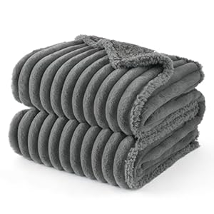 Bedsure Waterproof Dog Blankets for Large Dogs – Soft Puppy Cat Blanket Corduroy Fleece for Couch Protector Washable, Cozy Calming Reversible Furniture Protection for Pet,40″x50″, Warm Grey