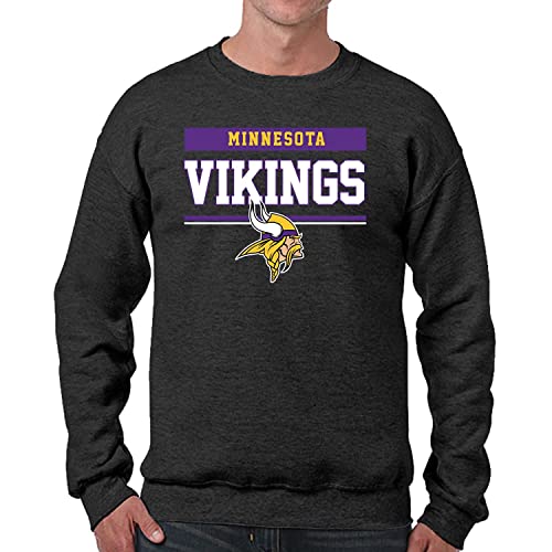 Team Fan Apparel NFL Adult Long Sleeve Team Block Charcoal Crewneck Sweatshirt - Stay Warm & Represent Your Team With Style