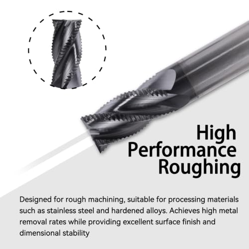 Image of 3 /4 inch Carbide Roughing End Mill, 4 Flute Micro Grain Milling Cutter Bits for Alloy Steels & Hardened Steels
