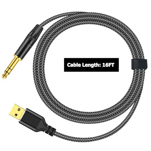 Cable USB a audio estéreo 1/4 TRS 16FT 6.35mm macho miniatura 6