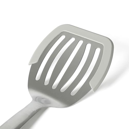 Image of Calphalon Prime Slotted Turner, Stainless Steel Wide Slotted Spatula with Silicone Rim for Nonstick Cookware, Heat Resistant Durable Kitchen Tool for Cooking, Flipping, Draining and Serving