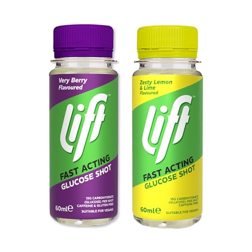 Lift Fast-Acting Glucose Energy Juice Shots Very Berry & Lemon & Lime 12 Pack of 60 ml Bottles 2 Pack