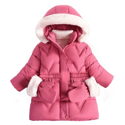 3T 4T 5T 6T Toddler Girls Winter Coat Jacket Outwear Clothes Warm Overcoat Snowsuit Puffer Parka Fur Lined Hood Kids