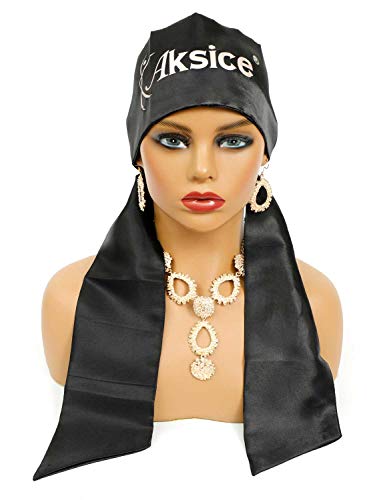 Satin Edge Laying Scarf Wrap Headband Aksice for Lace Wigs and Frontal Hold Wigs in Place Non Slip Headband Laying Down Edges for Makeup Facial Sport Yoga (Black 1 piece)