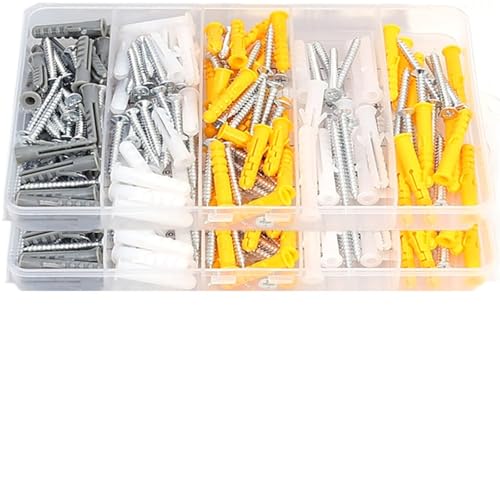 Vis à expansion et chevilles plastiques pour fixation murale, coffret de 320 pièces