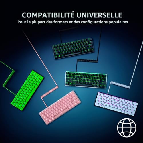 Razer Upgrade-Set avec capuchons de touches PBT + câble spiralé (120 touches PBT Doubleshot, câble USB-C vers USB-A, câble en fibre tressée) US Layout | Noir