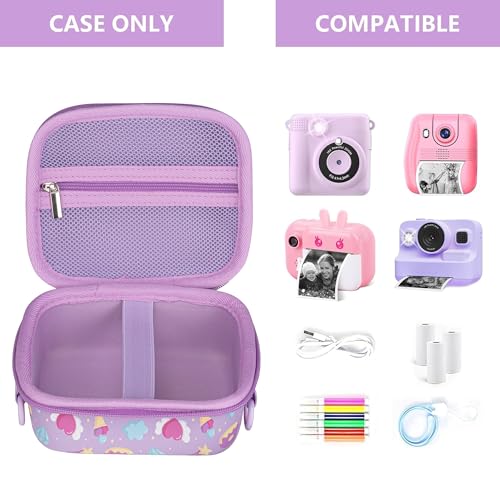 Image of Leayjeen Kids Camera Case Compatible with ESOXOFFORE /Dylanto /GKTZ /HiMont /CAMCLID Kids Camera Instant Print for Holiday Gifts and Birthday Gifts for Kids 3-12 Years Old - Pink Unicorn (Case Only)