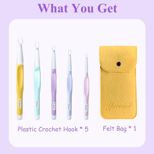 Image of Yarniss Large Ergonomic Crochet Hooks Set 8.0mm 10.0mm 12.0mm 15.0mm 20.0mm