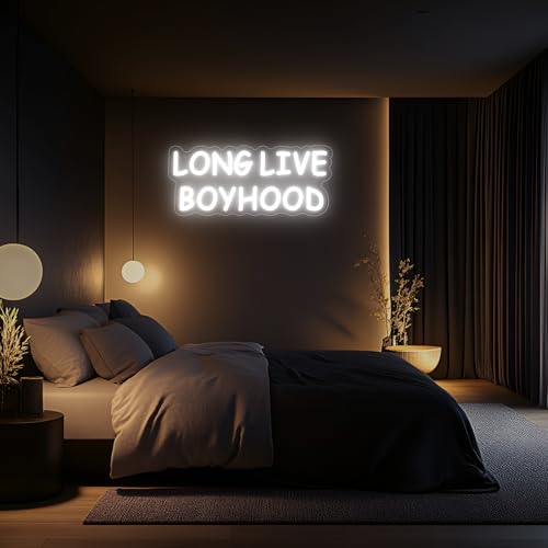 Image of Long Live Boyhood Neon Signs for Wall Decor, Dimmable Boys Room Classroom Neon Sign, USB Powered Kids LED Neon Light for Christmas Birthday Kid's Gift, Thanksgiving Gift (13.77 * 5.9in)